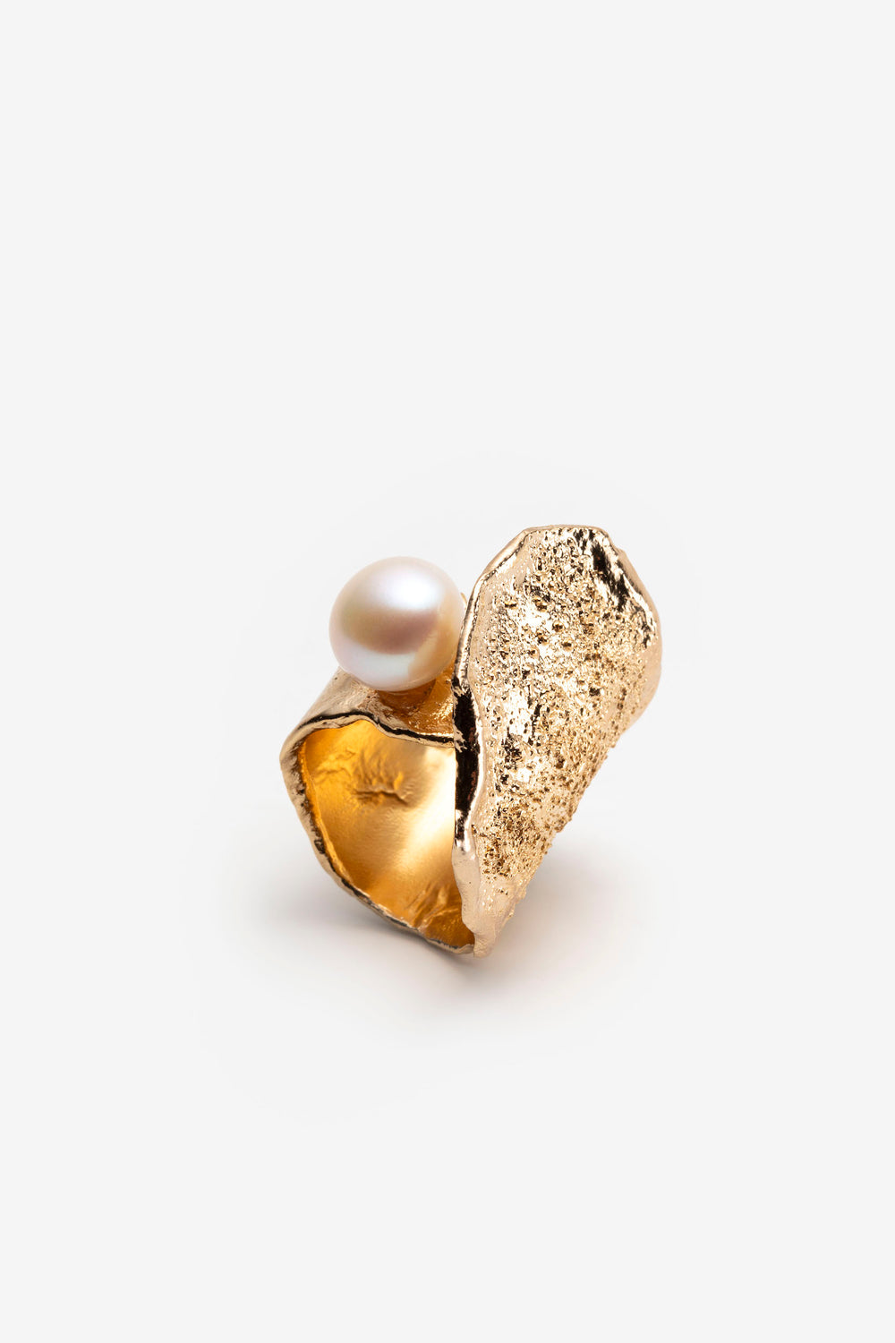 Golden OLAS ring and freshwater pearl